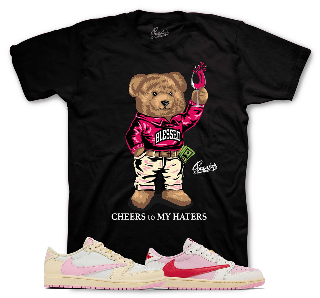 Retro 1 Travis Scott Tropical Pink Cheers Bear Shirt