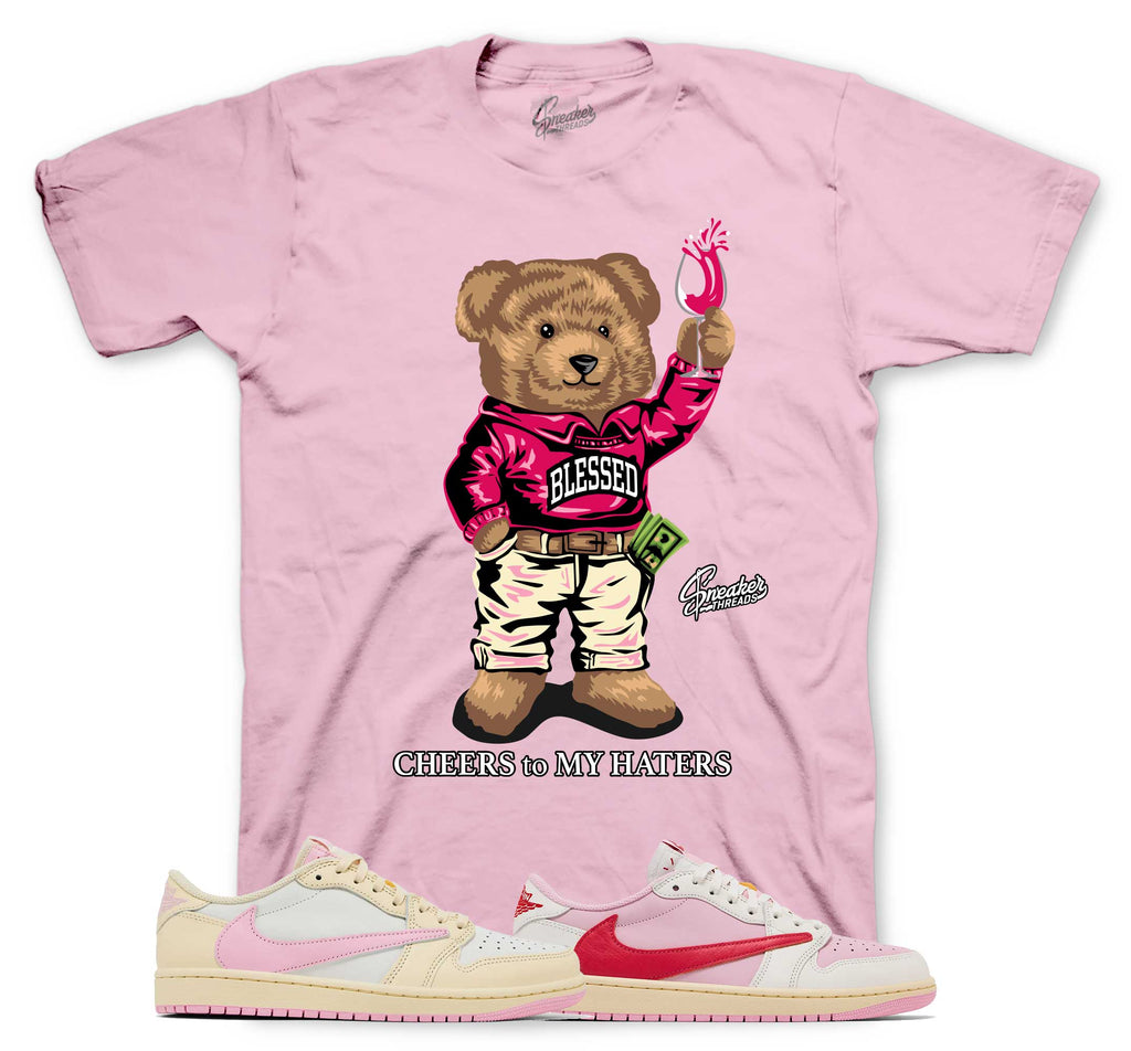 Retro 1 Travis Scott Shy Pink Cheers Bear Shirt