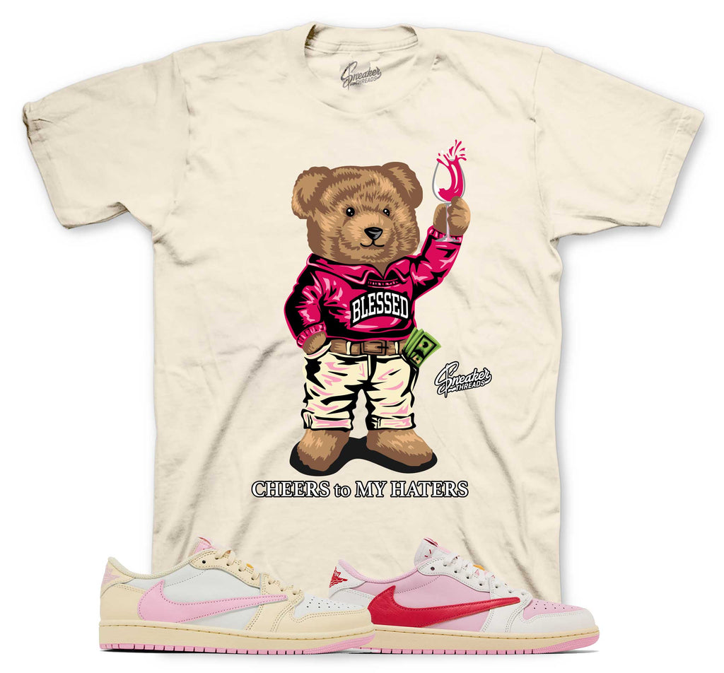 Retro 1 Travis Scott Shy Pink Cheers Bear Shirt
