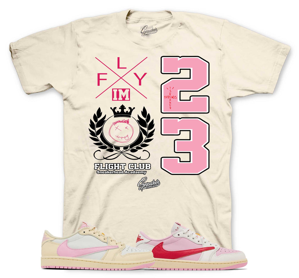 Retro 1 Travis Scott Shy Pink Flight Crest Shirt