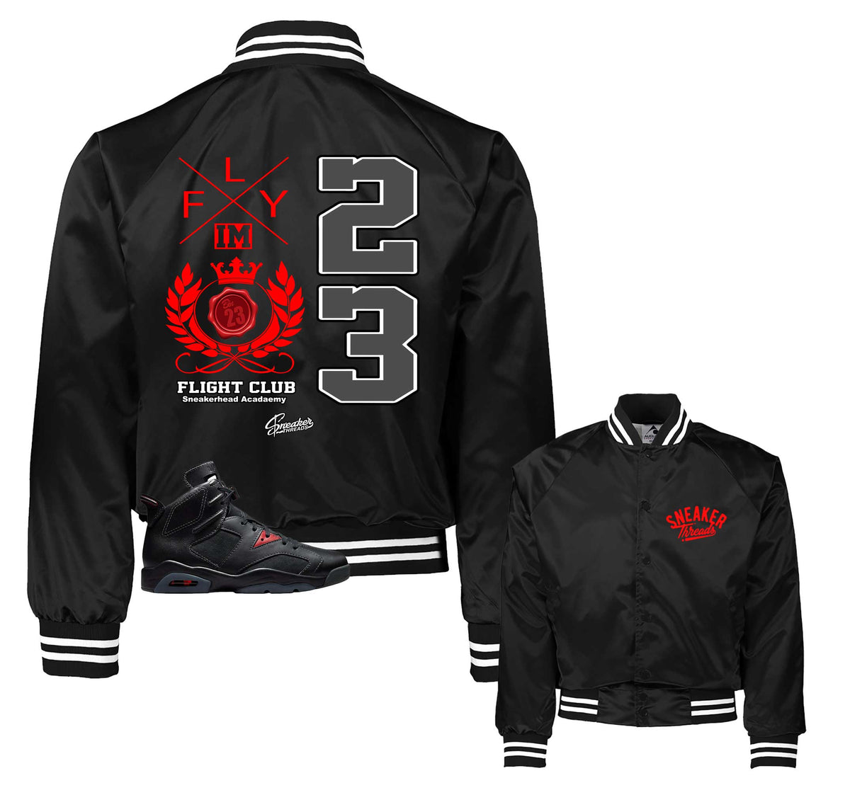 Retro 6 BIN 23 Crest Satin Jacket