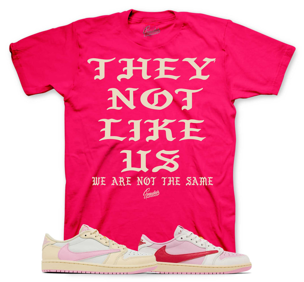 Retro 1 Travis Scott Tropical Pink Not Like Us Shirt