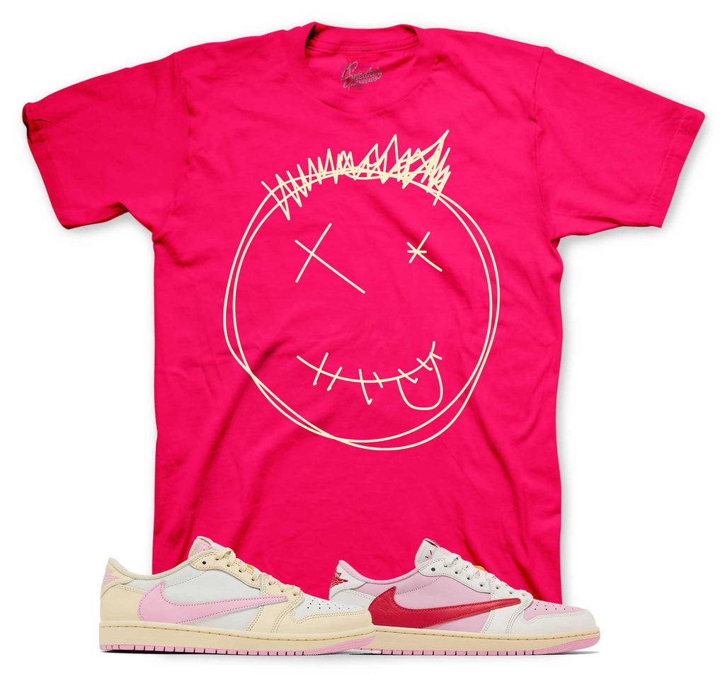 Retro 1 Travis Scott Tropical Pink Smiley Shirt