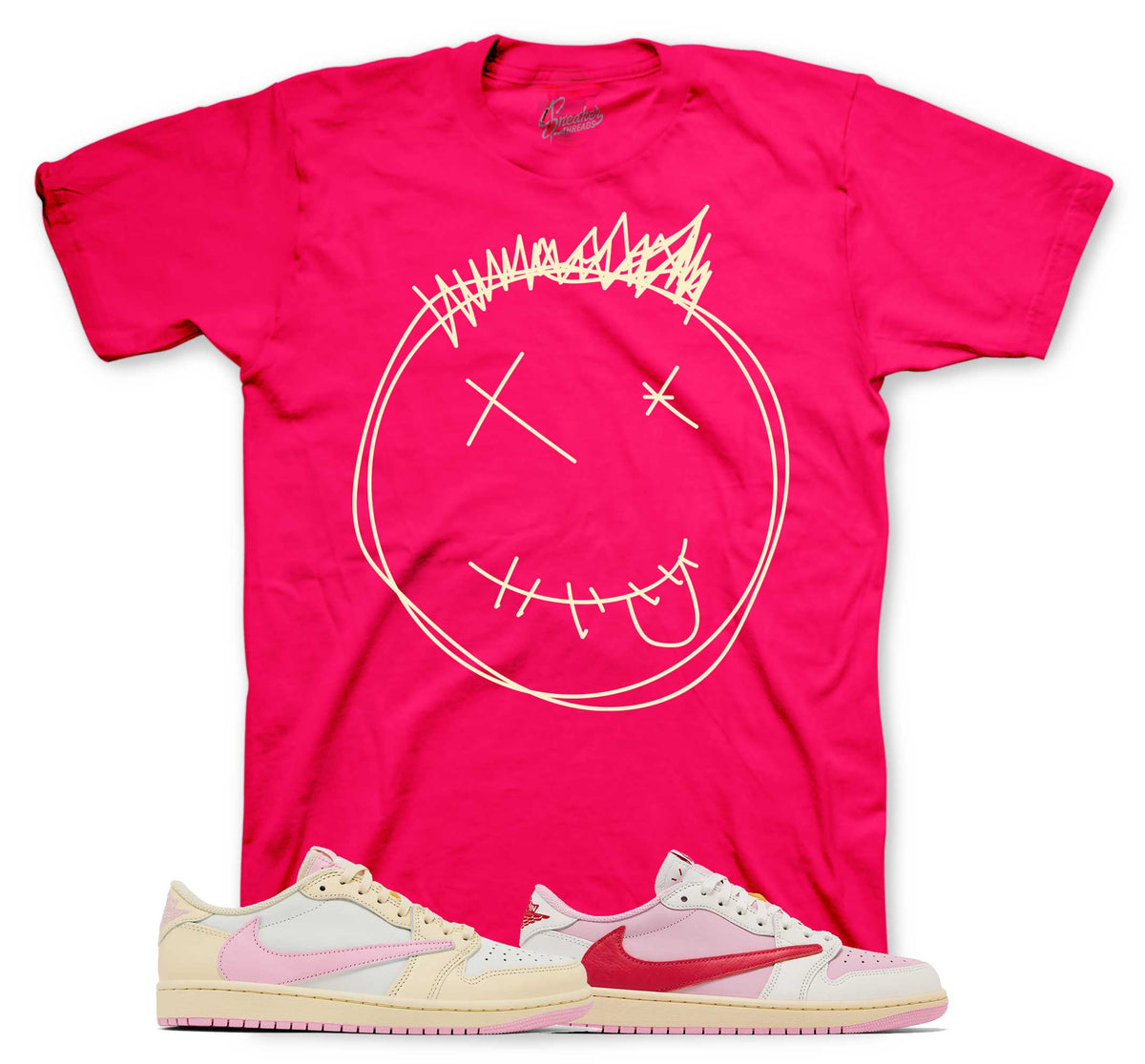 Retro 1 Travis Scott Tropical Pink Smiley Shirt