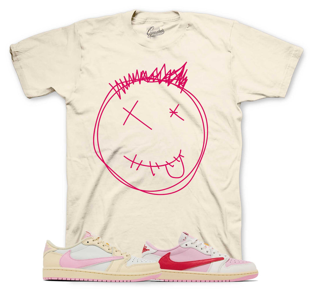 Retro 1 Travis Scott Tropical Pink Smiley Shirt