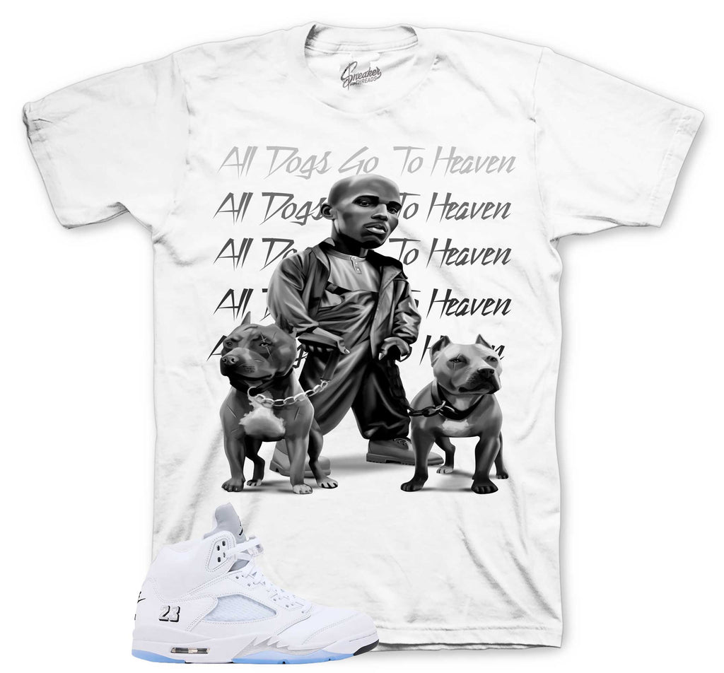 Retro 5 White Metallic All Dogs Shirt