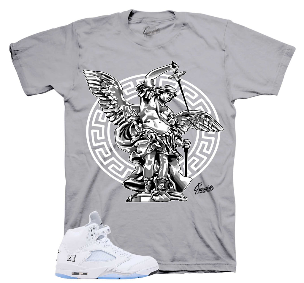 Retro 5 White Metallic Archangel Shirt