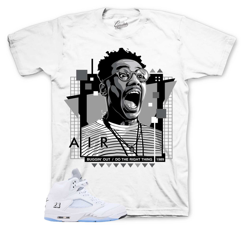 Retro 5 White Metallic Buggin Out Shirt