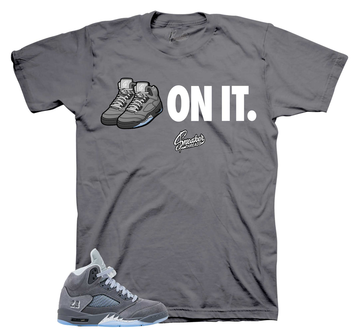 Retro 5 Wolf Grey On It Shirt