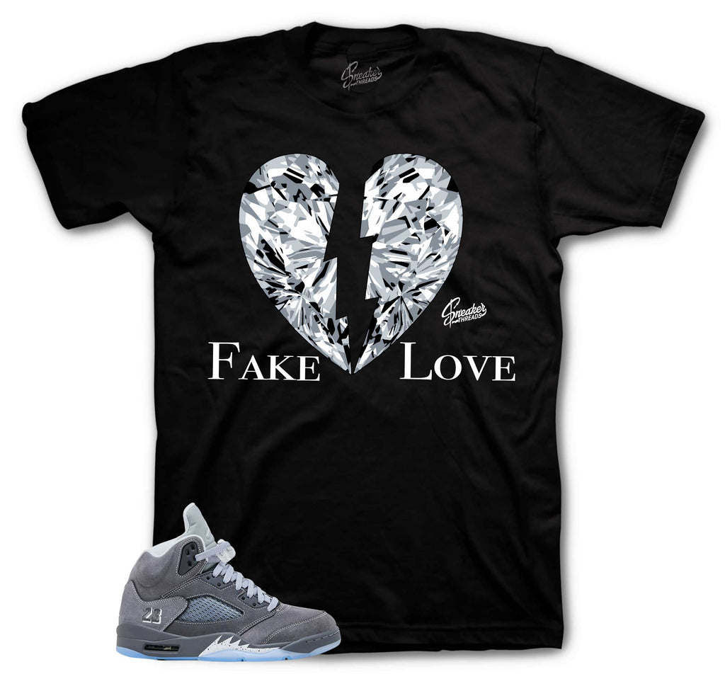 Retro 5 Wolf Grey Fake Love Shirt