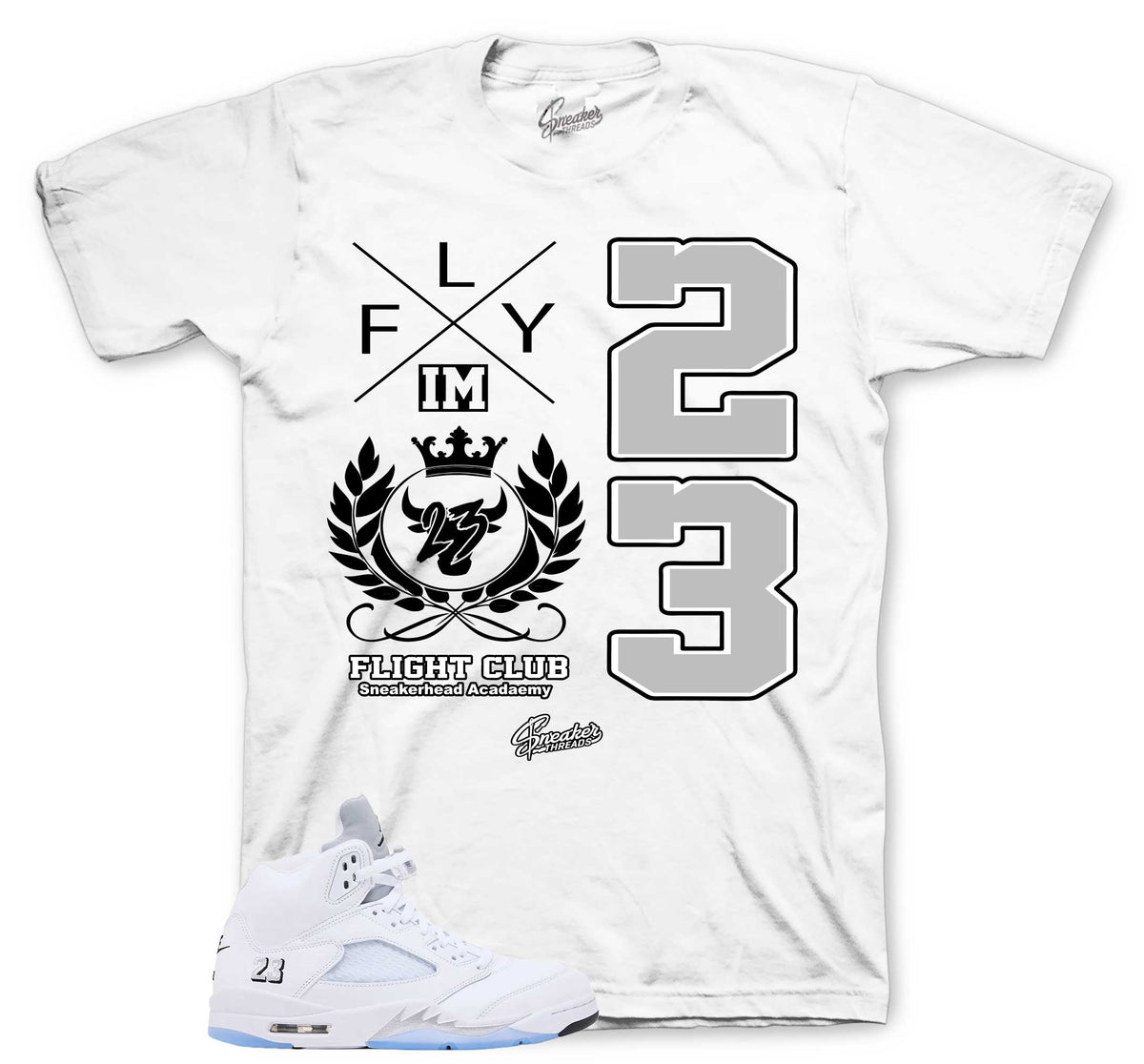 Retro 5 White Metallic Flight Crest Shirt