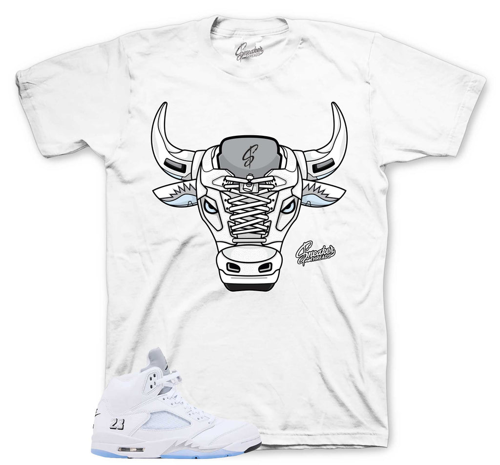 Retro 5 White Metallic War Bully Shirt