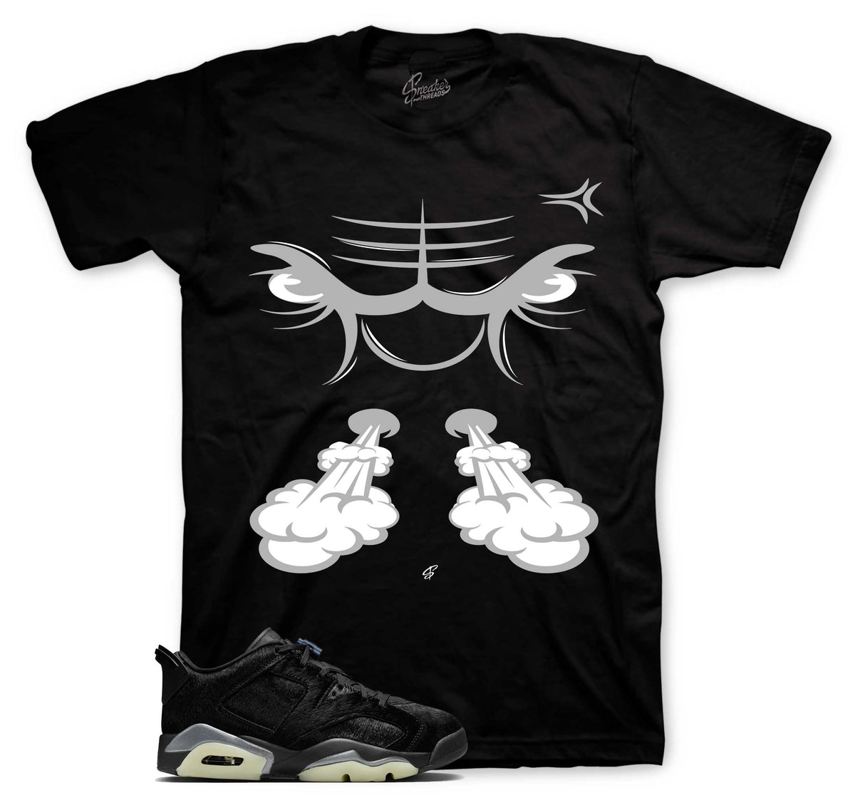 Retro 6 Low Blackout Raging Face Shirt