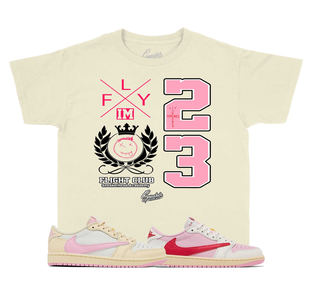 Kids - Retro 1 Travis Scott Pink Flight Crest Shirt