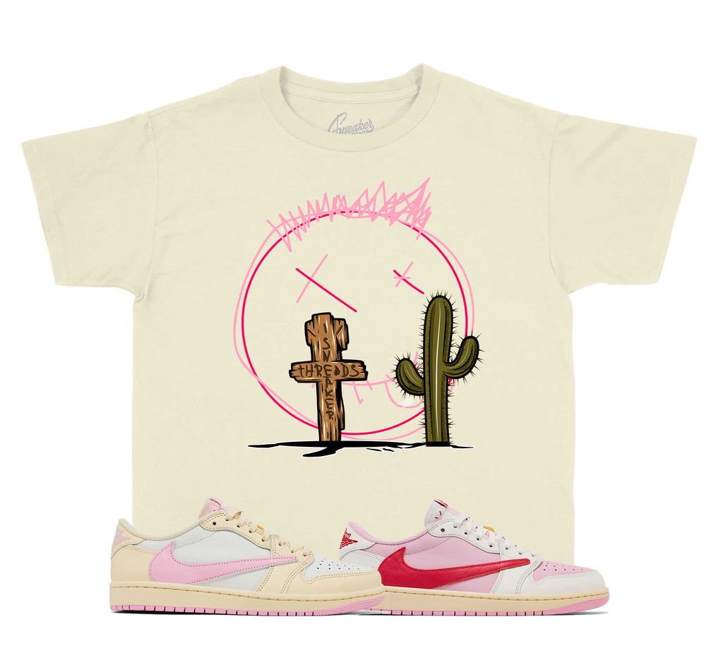Kids - Retro 1 Travis Scott Pink ST Cactus Shirt