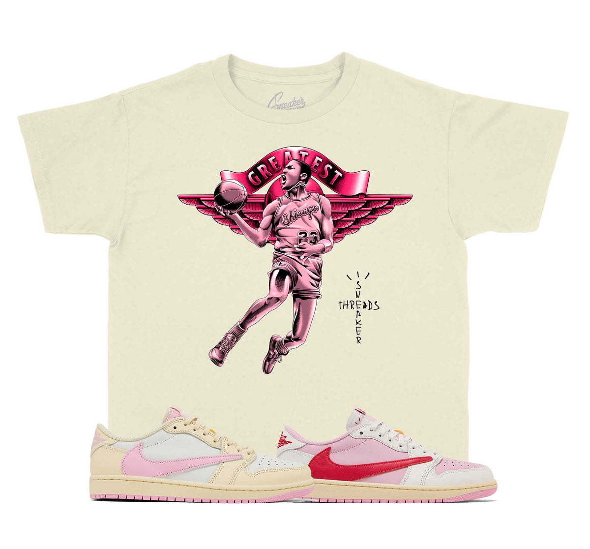 Kids - Retro 1 Travis Scott Pink Greatest Shirt