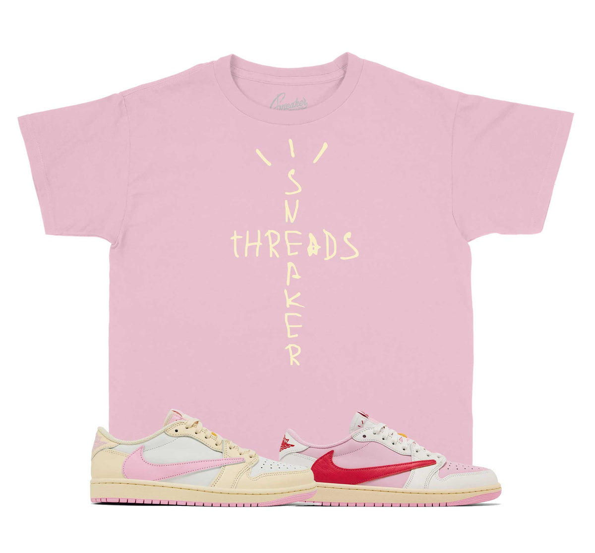 Kids - Retro 1 Travis Scott Pink Scribble Shirt