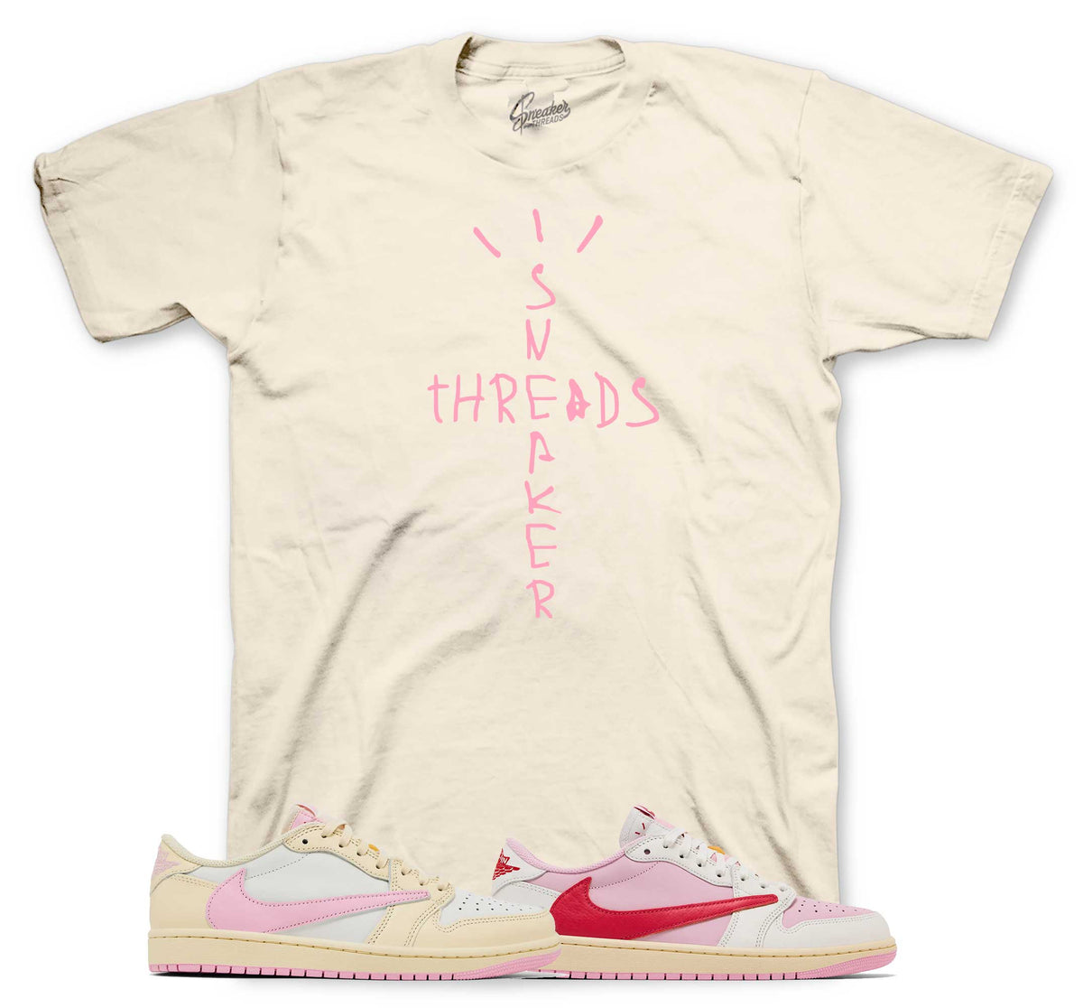 Retro 1 Travis Scott Shy Pink Scribble Shirt