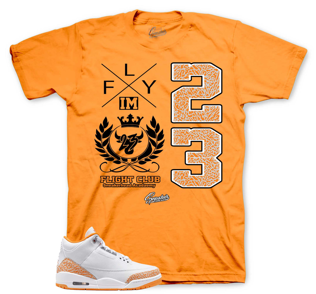 Retro 3 Orange Citrus Flight Crest Shirt