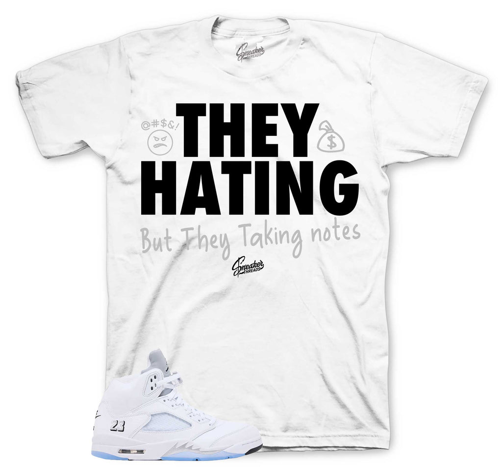 Retro 5 White Metallic They Hating Shirt