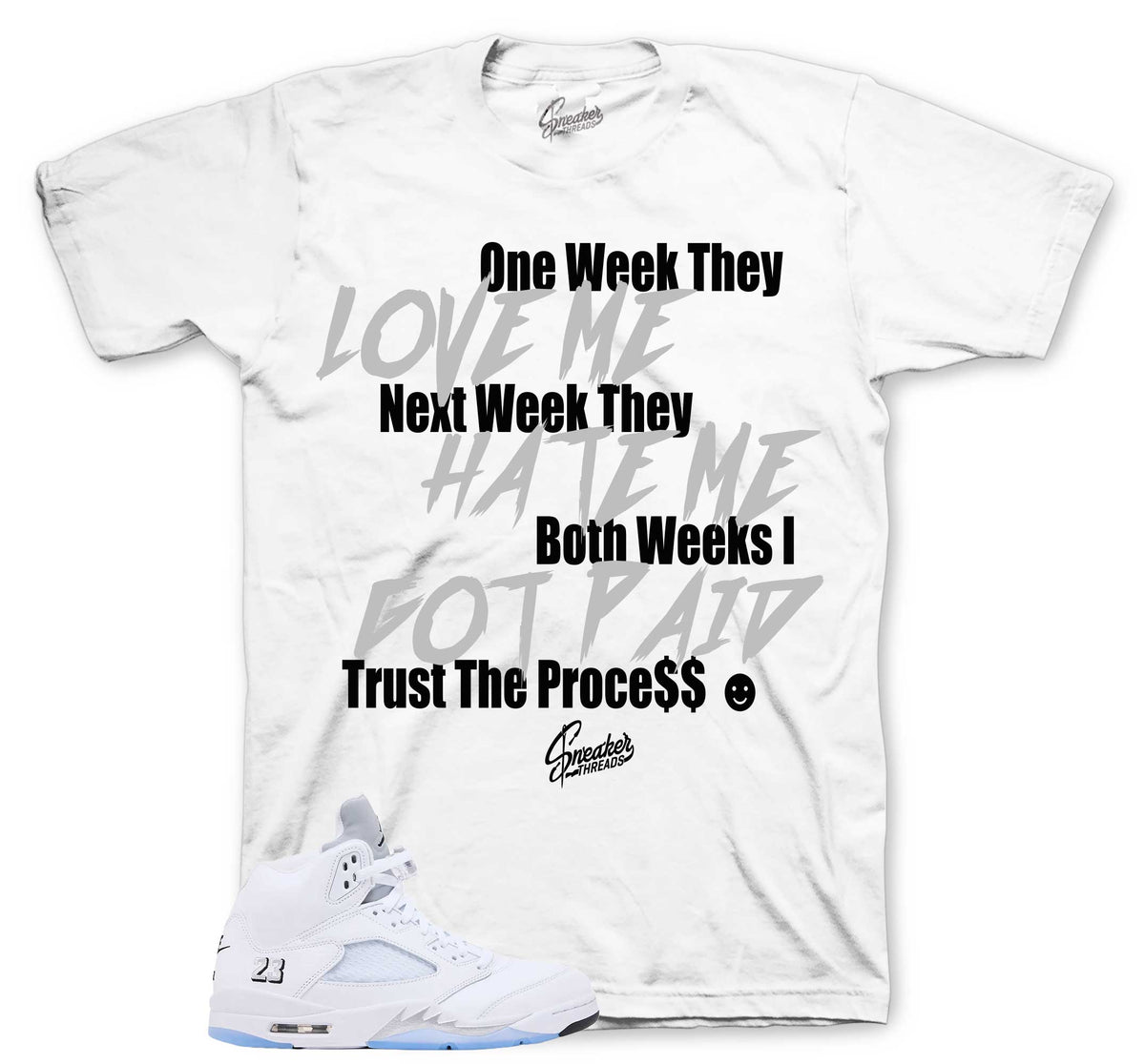 Retro 5 White Metallic Trust The Process Shirt