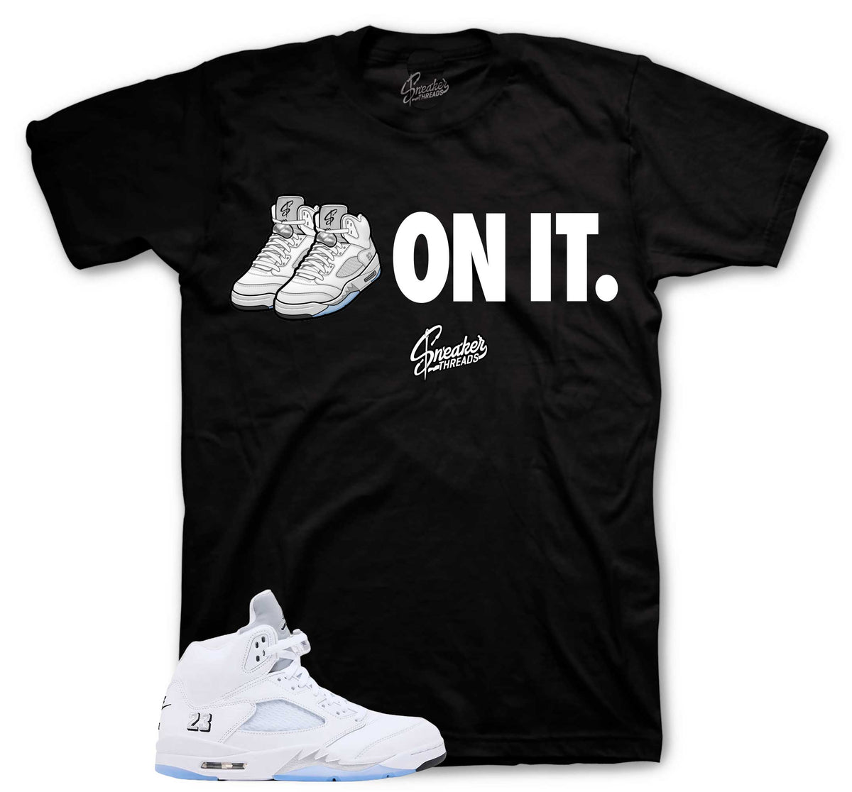 Retro 5 White Metallic Five On It Shirt